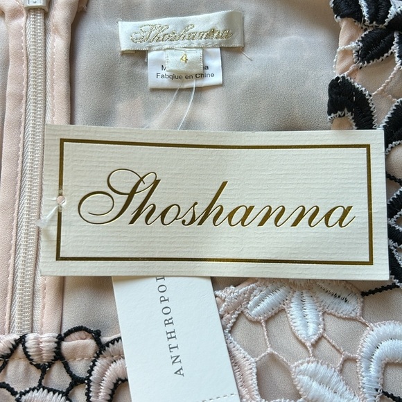 Shoshanna Lupe Guipure Lace Dress Flutter Short Sleeve Anthro Sz 4 Pale Pink NEW - Picture 11 of 16